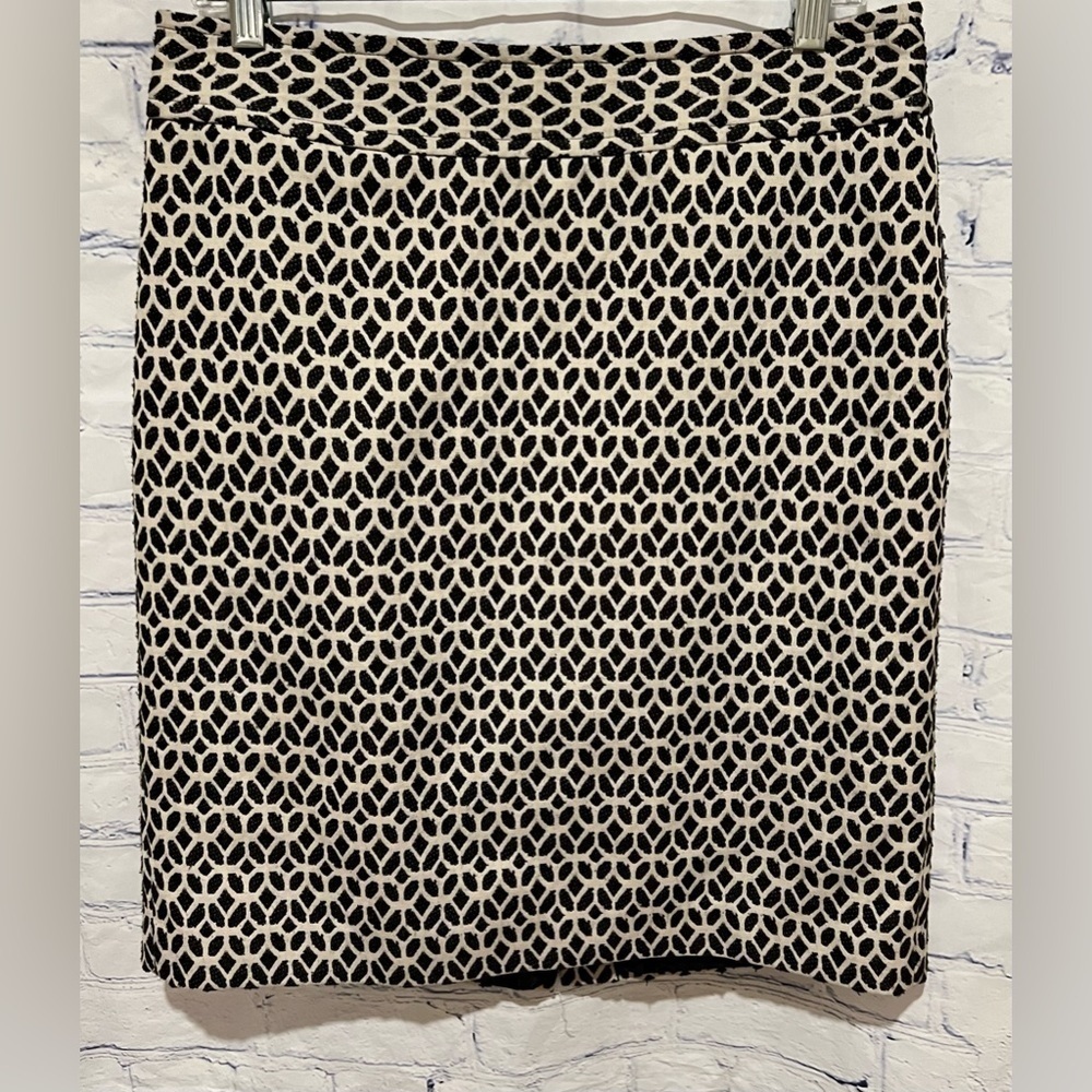 Ann Taylor Skirt Womens 10 Black Geometric Pencil Lined Work Casual
